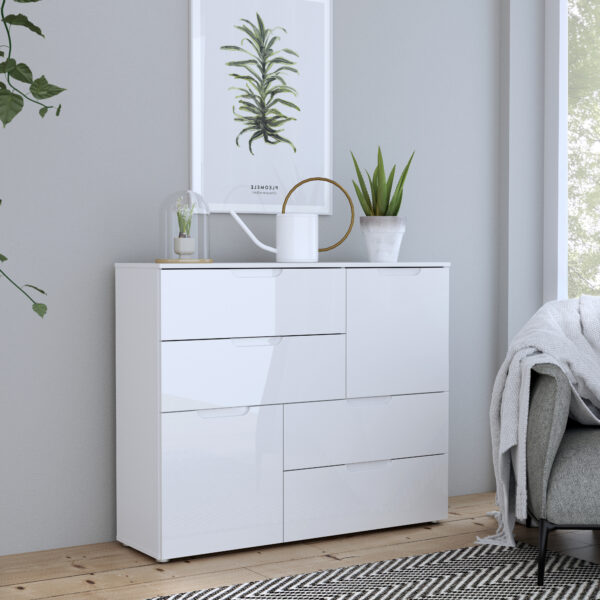 Sienna Abstract Chest of in White/White High Gloss - Image 5