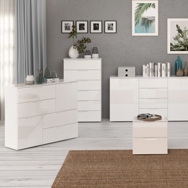 Sienna Abstract Chest of in White/White High Gloss - Image 6