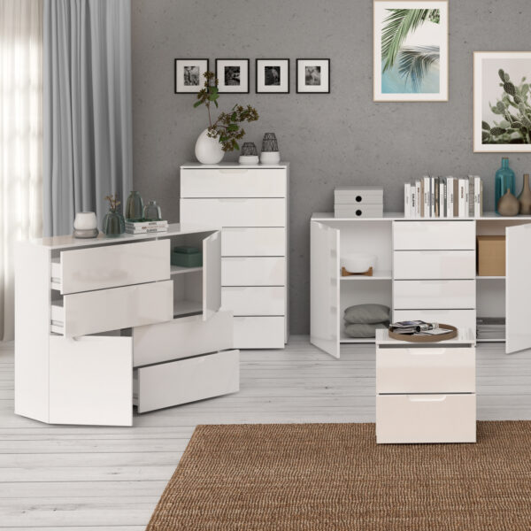 Sienna Abstract Chest of in White/White High Gloss - Image 7