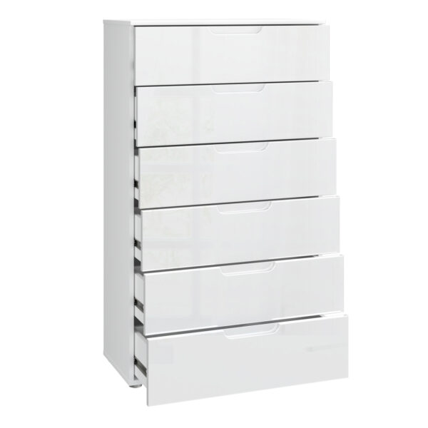 Sienna Chest of 6 Drawers in White/White High Gloss - Image 3