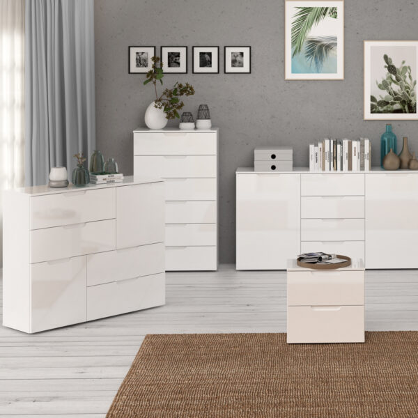 Sienna Chest of 6 Drawers in White/White High Gloss - Image 4