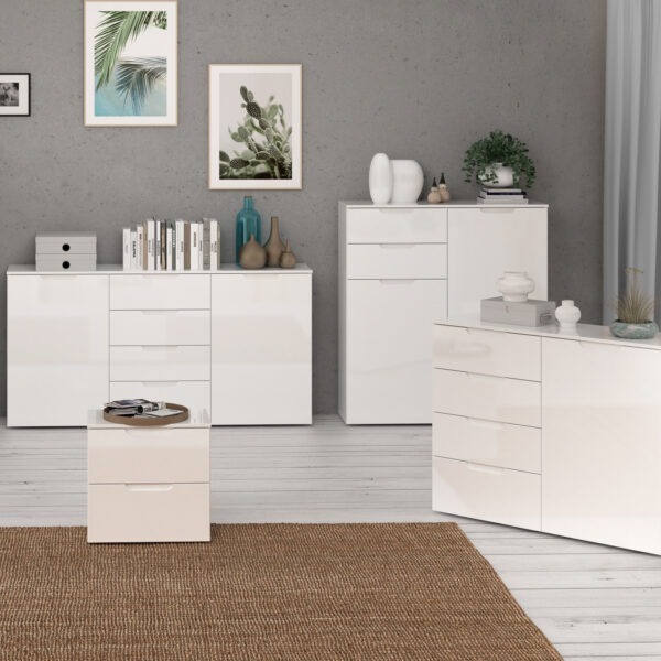 Sienna Chest of Drawers in White/White High Gloss - Image 6