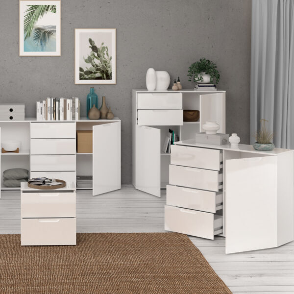 Sienna Chest of Drawers in White/White High Gloss - Image 7
