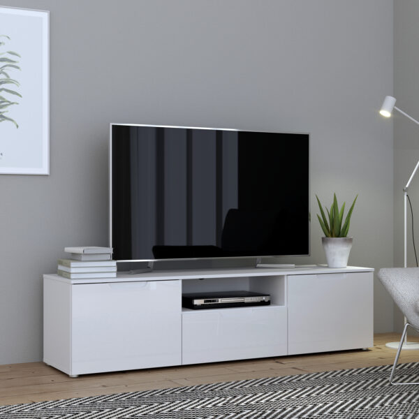 Sienna TV Unit  in White/White High Gloss - Image 5