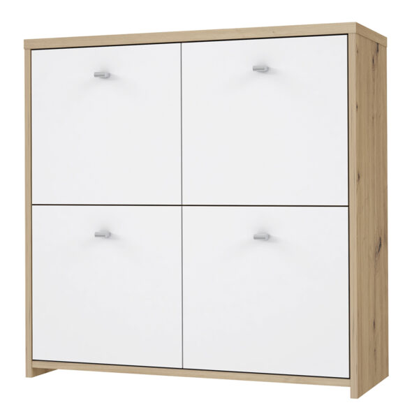 Best Chest Storage Cabinet with 4 Doors in Artisan Oak/White - Image 3