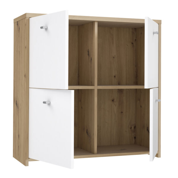 Best Chest Storage Cabinet with 4 Doors in Artisan Oak/White - Image 5