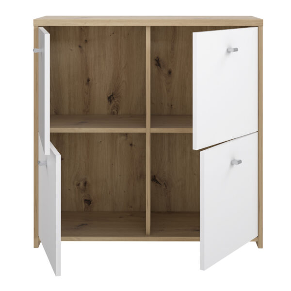 Best Chest Storage Cabinet with 4 Doors in Artisan Oak/White - Image 6