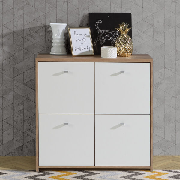 Best Chest Storage Cabinet with 4 Doors in Artisan Oak/White - Image 7