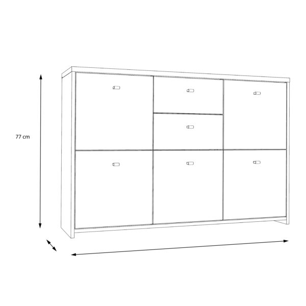 Best Chest Storage Cabinet with 2 Drawers and 5 Doors in Concrete Optic Dark Grey/Old - Wood Vintage - Image 6
