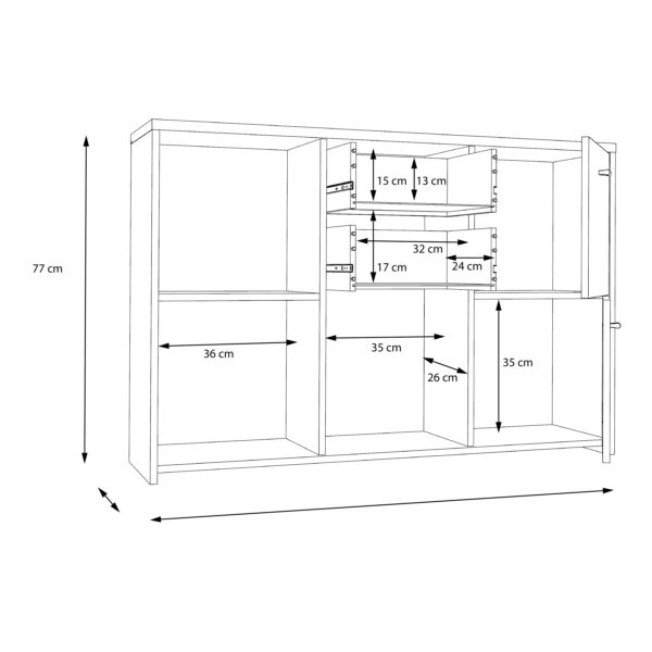 Best Chest Storage Cabinet with 2 Drawers and 5 Doors in Concrete Optic Dark Grey/Old - Wood Vintage - Image 7