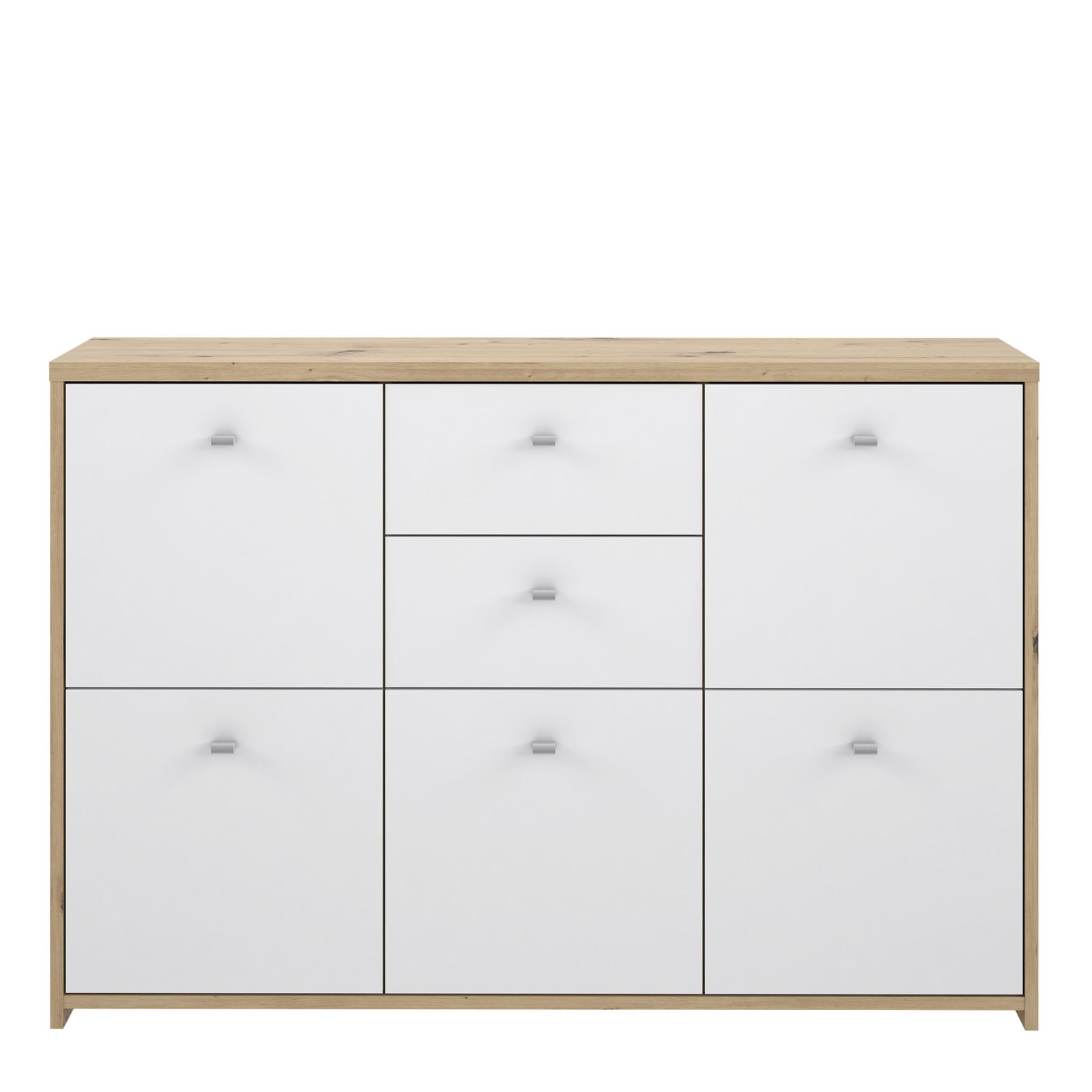 Best Chest Storage Cabinet with 2 Drawers and 5 Doors in Artisan Oak/White - Image 3