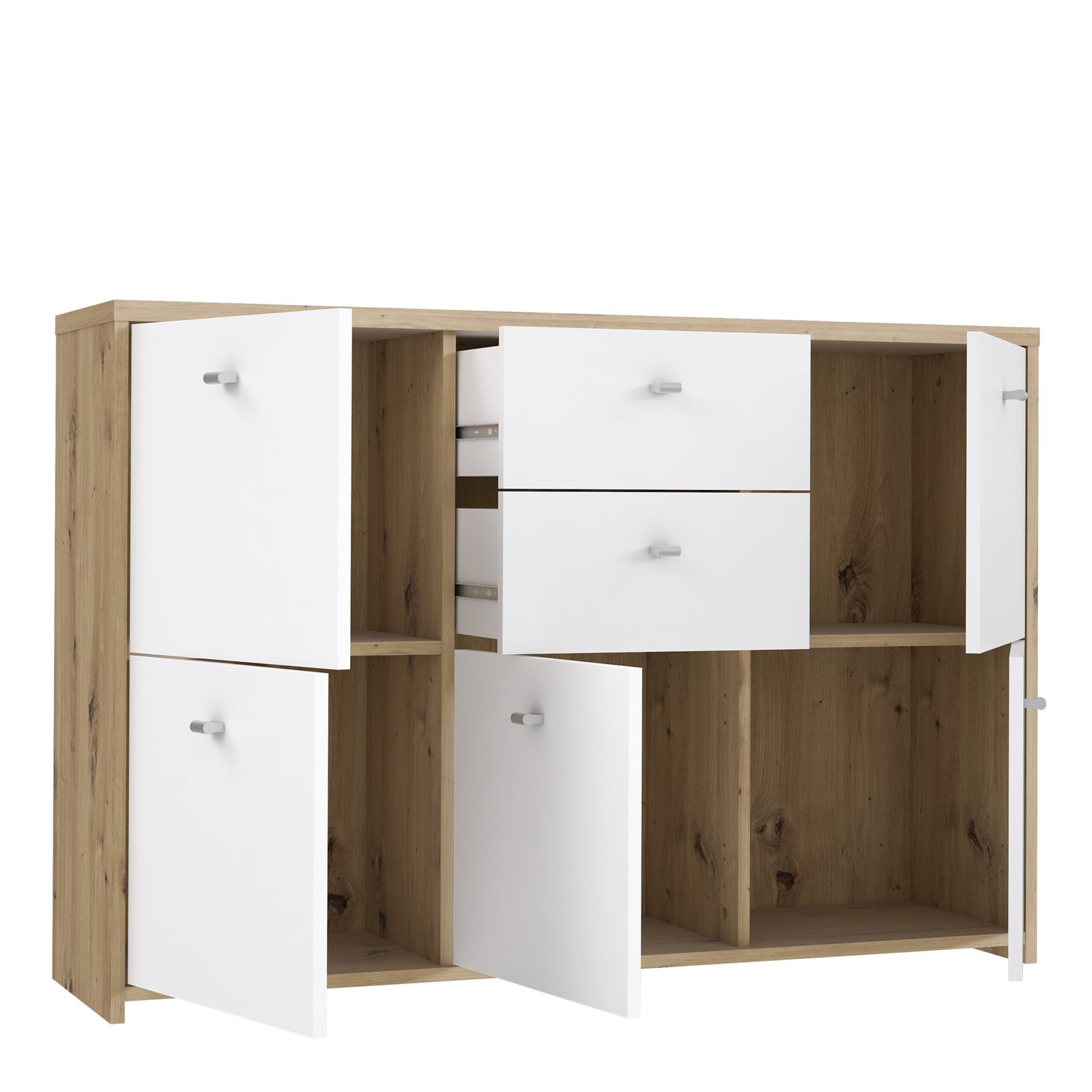 Best Chest Storage Cabinet with 2 Drawers and 5 Doors in Artisan Oak/White - Image 6
