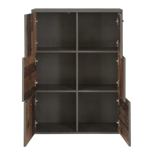 Best Chest Storage Cabinet with 6 Doors in Concrete Optic Dark Grey/Old - Wood Vintage - Image 4
