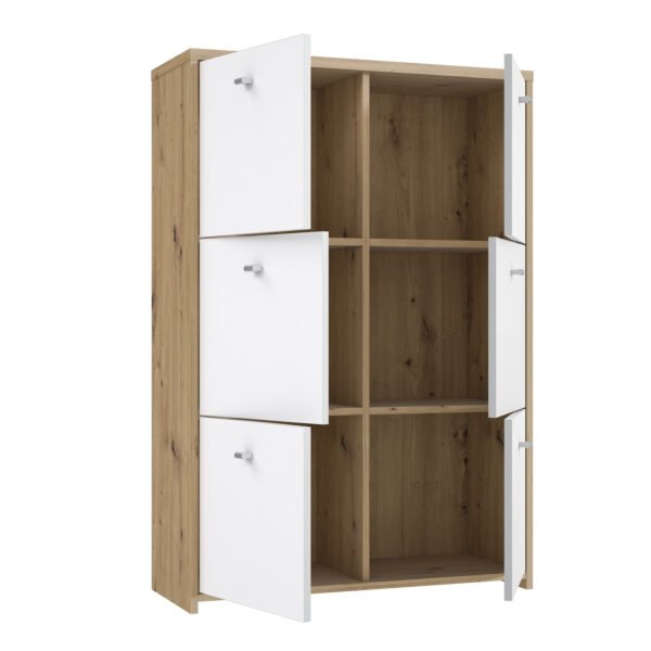 Best Chest Storage Cabinet with 6 Doors in Artisan Oak/White - Image 6