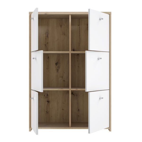 Best Chest Storage Cabinet with 6 Doors in Artisan Oak/White - Image 7