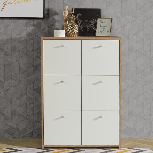 Best Chest Storage Cabinet with 6 Doors in Artisan Oak/White - Image 2