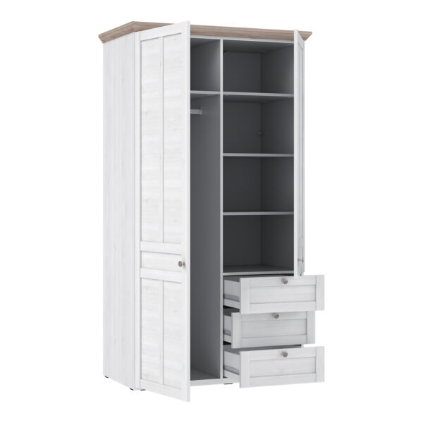 Illoppa 2 Door Wardrobe in Snowy Oak/Oak Nelson - Image 4