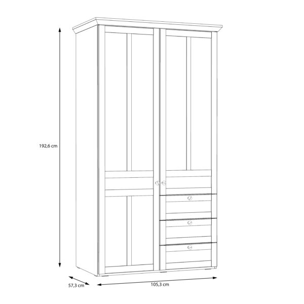 Illoppa 2 Door Wardrobe in Snowy Oak/Oak Nelson - Image 8