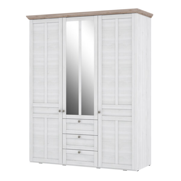 Iloppa 3 Door Wardrobe in Snowy Oak/Oak Nelson - Image 3