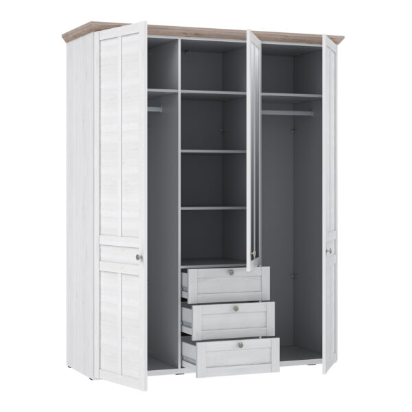 Iloppa 3 Door Wardrobe in Snowy Oak/Oak Nelson - Image 4