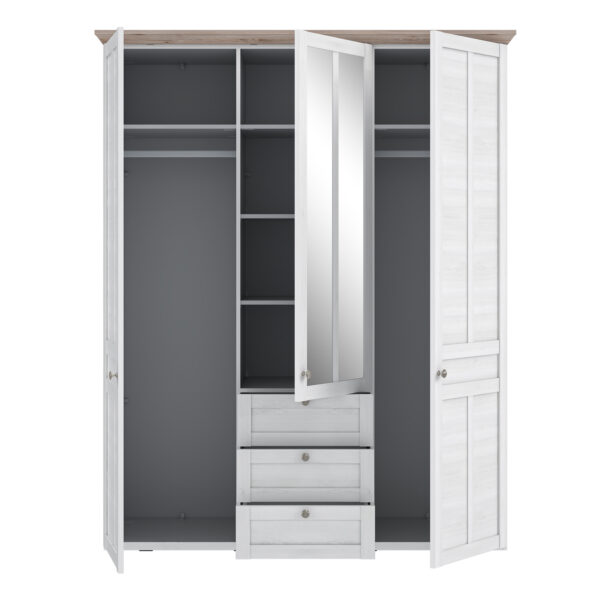 Iloppa 3 Door Wardrobe in Snowy Oak/Oak Nelson - Image 5