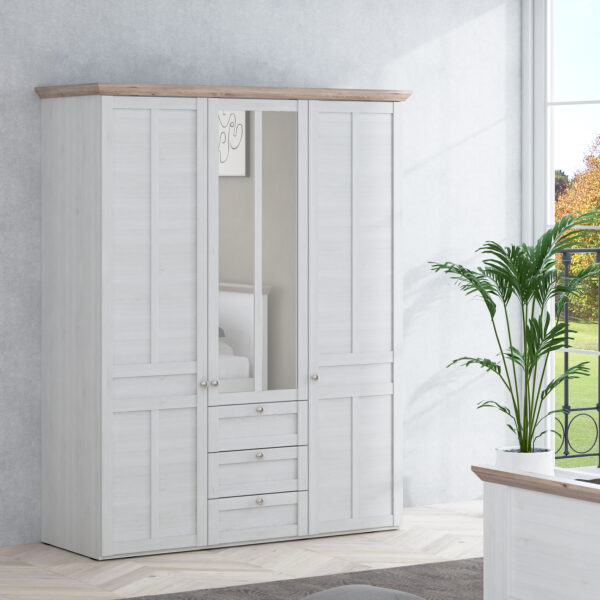 Iloppa 3 Door Wardrobe in Snowy Oak/Oak Nelson - Image 7