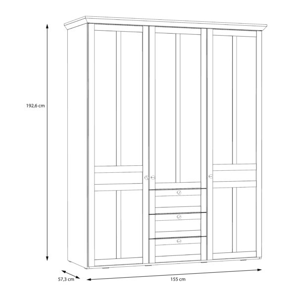 Iloppa 3 Door Wardrobe in Snowy Oak/Oak Nelson - Image 8