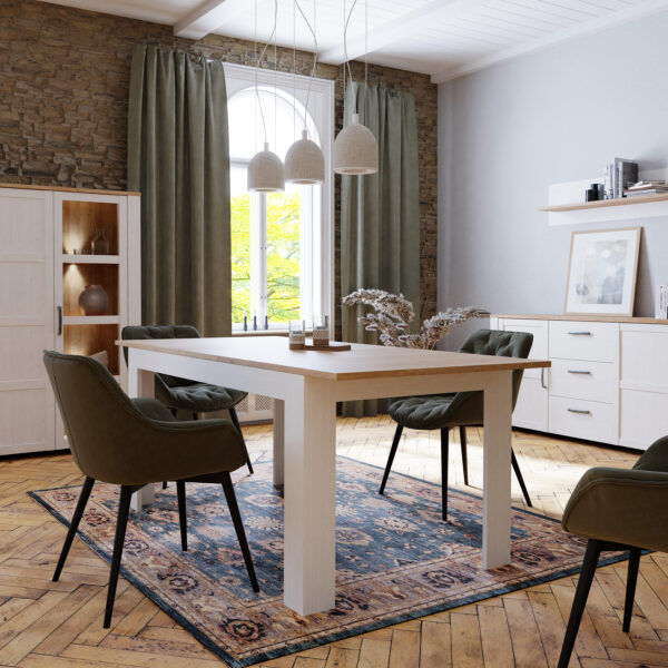 Bohol Extending Dining Table 160-207cm in Riviera Oak/White - Image 5
