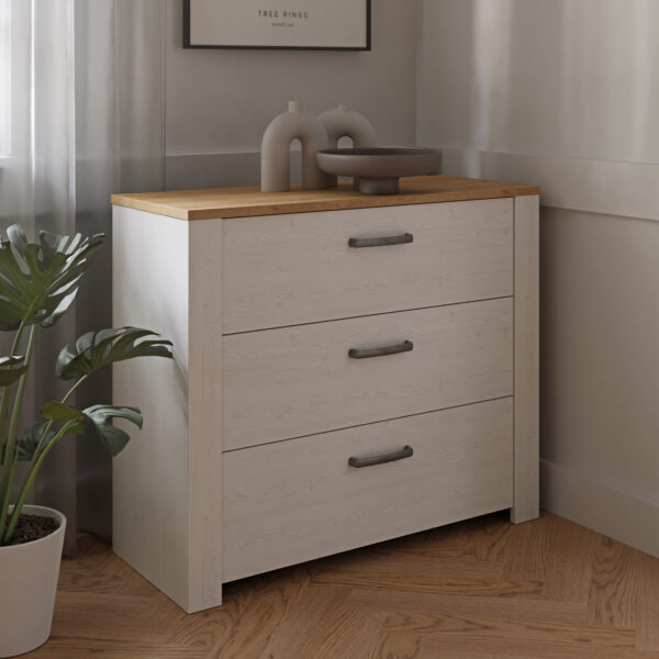Bohol 3 Drawer Chest in Riviera Oak/White - Image 6