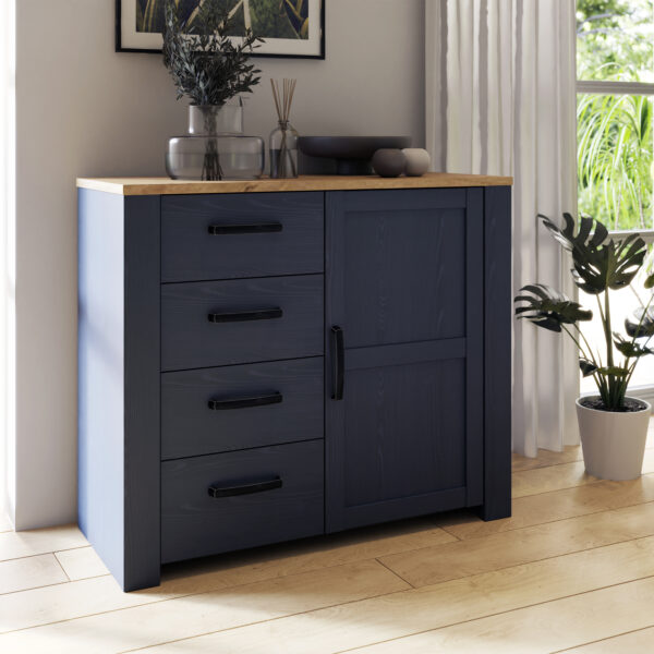 Bohol 1 Door 4 Drawer Chest in Riviera Oak/Navy - Image 6