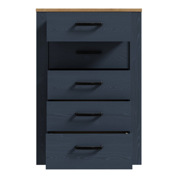 Bohol 5 Drawer Narrow Chest in Riviera Oak/Navy - Image 4