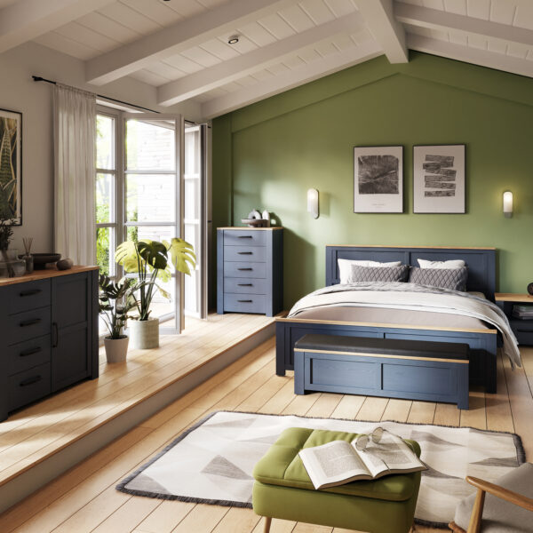Bohol 5 Drawer Narrow Chest in Riviera Oak/Navy - Image 5