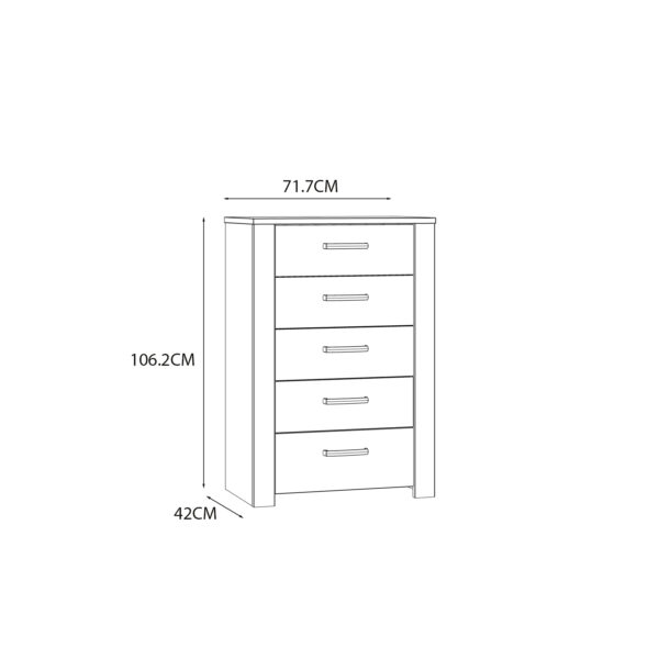 Bohol 5 Drawer Narrow Chest in Riviera Oak/Navy - Image 8