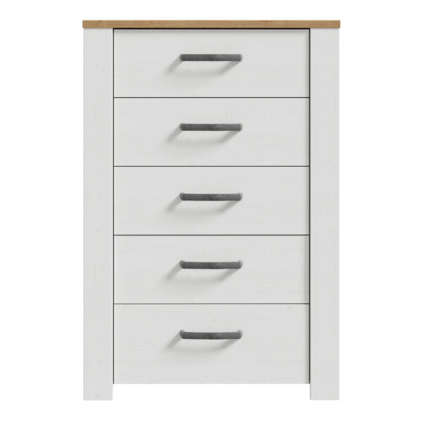 Bohol 5 Drawer Narrow Chest in Riviera Oak/White - Image 2