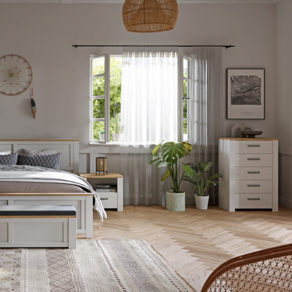 Bohol 5 Drawer Narrow Chest in Riviera Oak/White - Image 5