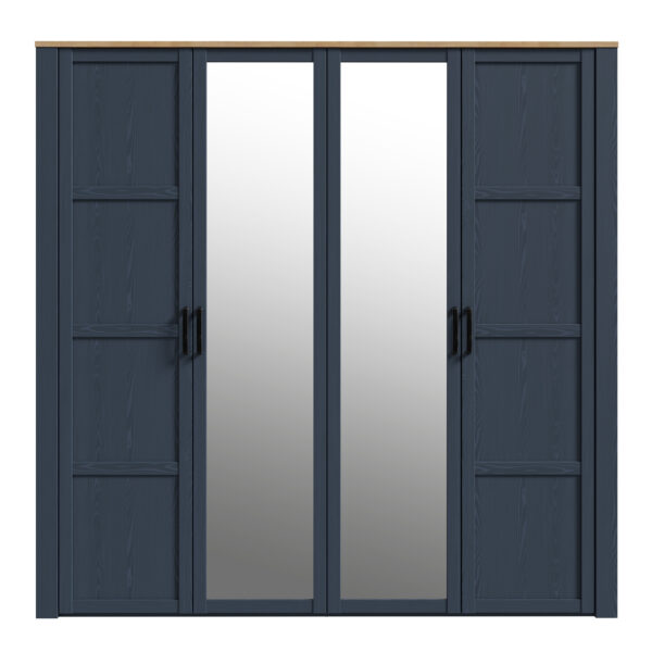 Bohol 2 Door 2 Mirrored Door Wardrobe in Riviera Oak/White - Image 3