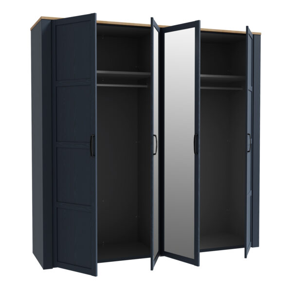 Bohol 2 Door 2 Mirrored Door Wardrobe in Riviera Oak/White - Image 4
