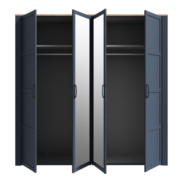 Bohol 2 Door 2 Mirrored Door Wardrobe in Riviera Oak/White - Image 5