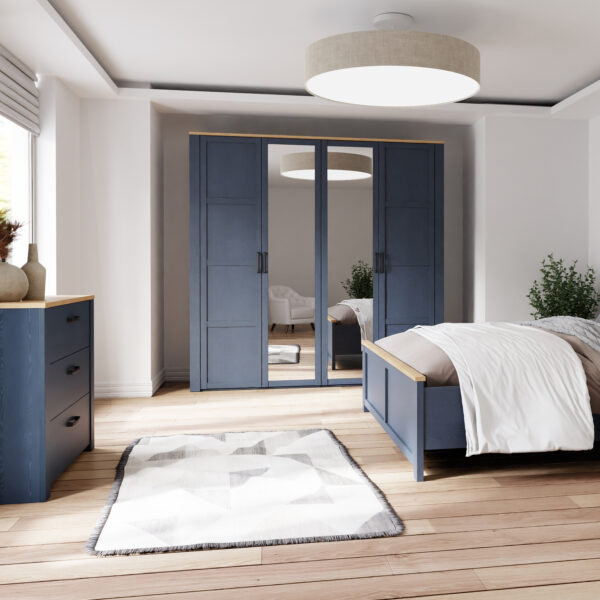Bohol 2 Door 2 Mirrored Door Wardrobe in Riviera Oak/White - Image 6