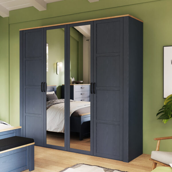 Bohol 2 Door 2 Mirrored Door Wardrobe in Riviera Oak/White - Image 2