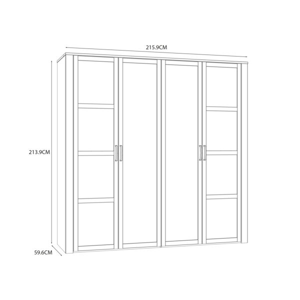 Bohol 2 Door 2 Mirrored Door Wardrobe in Riviera Oak/White - Image 8