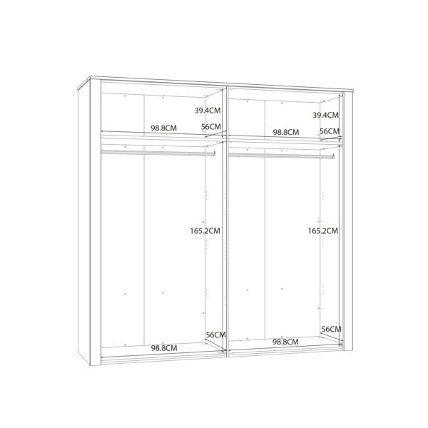 Bohol 2 Door 2 Mirrored Door Wardrobe in Riviera Oak/White - Image 10