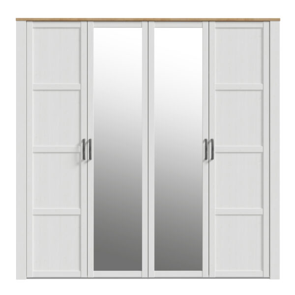 Bohol 2 Door 2 Mirrored Door Wardrobe in Riviera Oak/White - Image 3