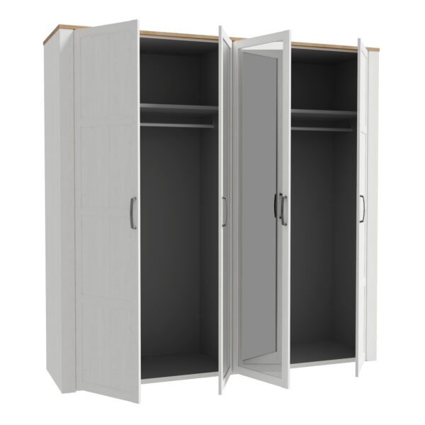 Bohol 2 Door 2 Mirrored Door Wardrobe in Riviera Oak/White - Image 4