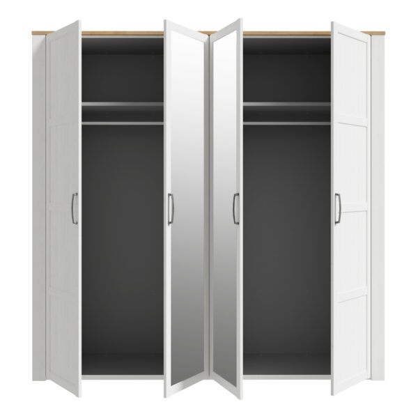 Bohol 2 Door 2 Mirrored Door Wardrobe in Riviera Oak/White - Image 5