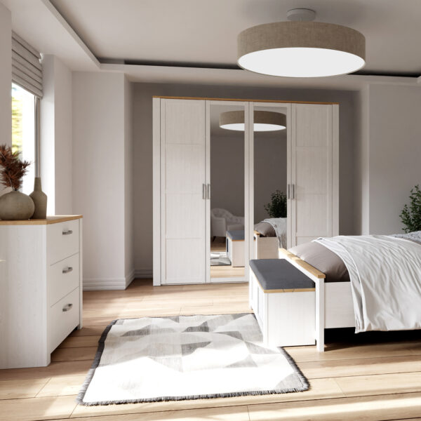 Bohol 2 Door 2 Mirrored Door Wardrobe in Riviera Oak/White - Image 6