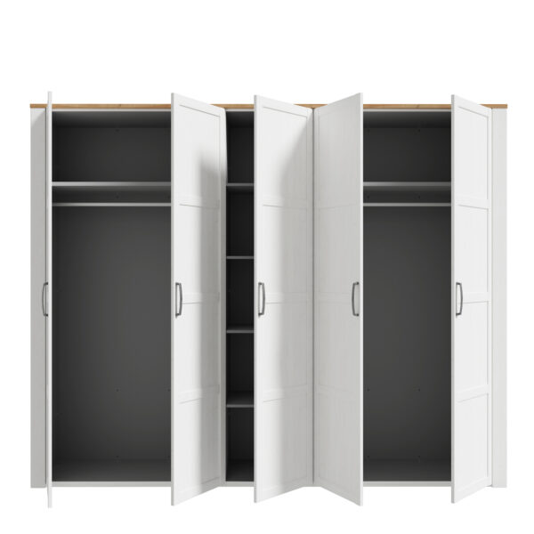 Bohol 5 Door Wardrobe in Riviera Oak/White - Image 5