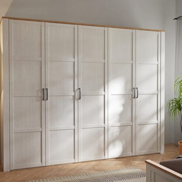 Bohol 5 Door Wardrobe in Riviera Oak/White - Image 2
