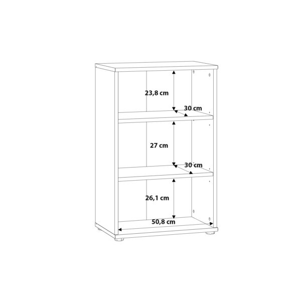 Essential Low Narrow 2 Shelf Bookcase in Vintage Oak - Image 7