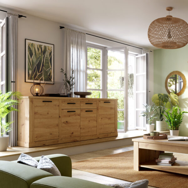 Corona 4 Door 2 Drawer Sideboard in Artisan Oak - Image 5